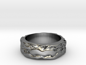 Turbulent ring in Fine Detail Polished Silver