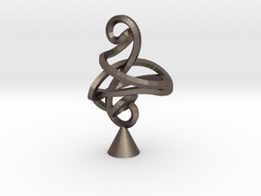 Twisted Cleff in Polished Bronzed Silver Steel