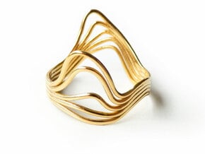 Timeline Ring - Wire Wave Ring - 19mm - US 9.125 in 18k Gold Plated Brass