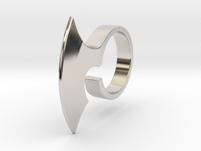 Axe Ring _ C in Rhodium Plated Brass: 5 / 49
