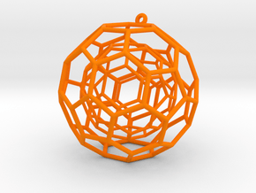 fullerene ball in a ball bauble ornament in Orange Processed Versatile Plastic