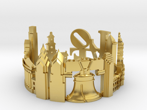 Philadelphia Skyline - Cityscape Ring in Polished Brass: 9 / 59