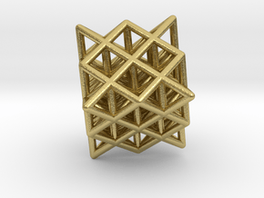 64 Tetrahedron Grid Outline Unfilled in Natural Brass