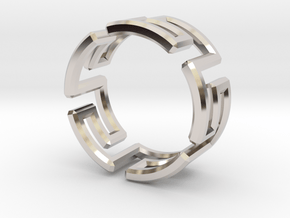 Labyrinthos Ring in Rhodium Plated Brass: 7 / 54