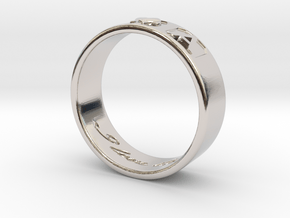 R and A ring Size 9 in Rhodium Plated Brass