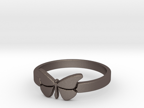 Butterfly (small) Ring Size 9 in Polished Bronzed Silver Steel