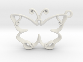 Tiny Butterfly Charm in White Natural Versatile Plastic