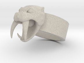 Angry Saber tiger Ring V01 in Natural Sandstone: Small