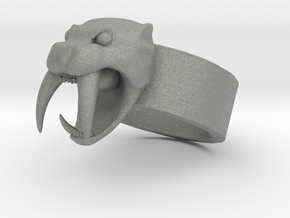 Angry Saber tiger Ring V01 in Gray PA12: Small