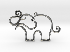 The Elephant Pendant in Fine Detail Polished Silver