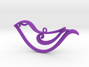 The Bird Pendant in Purple Processed Versatile Plastic