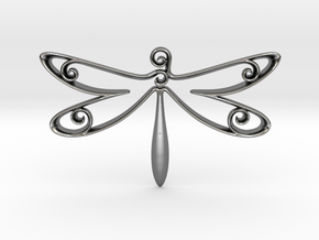 The Dragonfly Pendant in Fine Detail Polished Silver