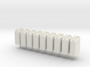 1/24 MILITARY 22lt PLASTIC WATER JERRY CAN 8 PACK in White Natural Versatile Plastic