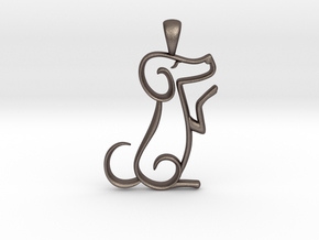 The Dog Pendant Necklace in Polished Bronzed-Silver Steel