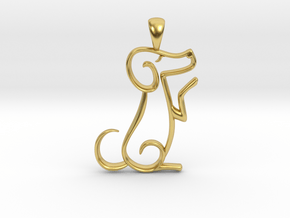 The Dog Pendant Necklace in Polished Brass