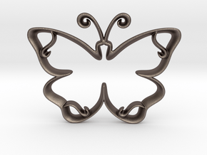 The Butterfly Pendant Necklace in Polished Bronzed-Silver Steel