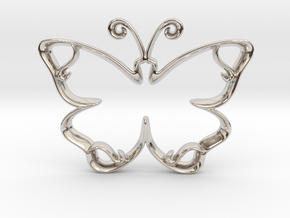 The Butterfly Pendant Necklace in Rhodium Plated Brass