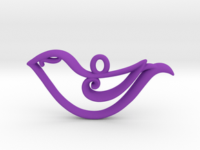 Tiny Bird Charm in Purple Processed Versatile Plastic