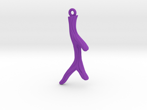Short Textured Branch Earring or Pendant in Purple Processed Versatile Plastic
