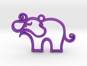 Tiny Elephant Charm in Purple Processed Versatile Plastic