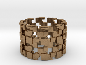 Borg Cube Ring Size 12 in Natural Brass