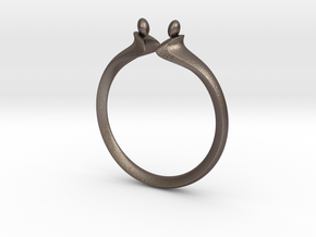 Duality Ring M6 in Polished Bronzed-Silver Steel