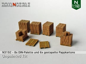 Gestapelte Pappkartons (N 1:160) in Smooth Fine Detail Plastic