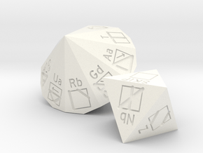 PLL d8 and d18 dice set in White Processed Versatile Plastic
