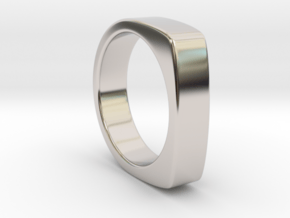 Half Square Ring in Rhodium Plated Brass: 8 / 56.75