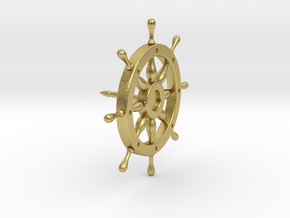 Captain's Wheel Tie Pin in Natural Brass