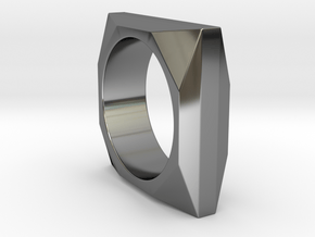 Square to Octagon Ring in Fine Detail Polished Silver: 8 / 56.75