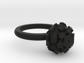 Geometric Bead ring  in Black Premium Versatile Plastic: 6 / 51.5