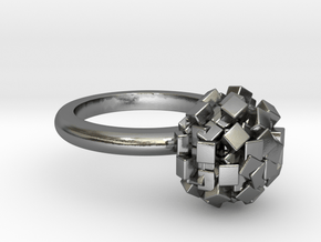 Geometric Bead ring  in Polished Silver: 6 / 51.5