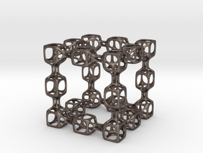 Spongy Cube in Polished Bronzed Silver Steel