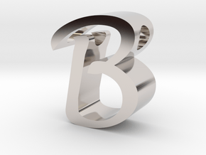 Letter B pendant in Rhodium Plated Brass