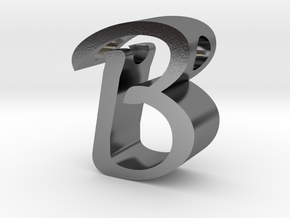 Letter B pendant in Polished Silver