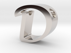 Letter D Pendant in Rhodium Plated Brass