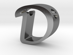 Letter D Pendant in Polished Silver