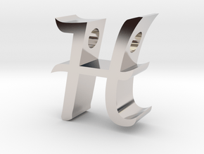 Letter H pendant in Rhodium Plated Brass