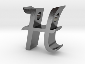 Letter H pendant in Polished Silver