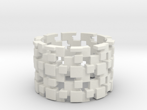 Borg Cube Ring Size 8 in White Natural Versatile Plastic