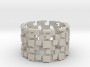 Borg Cube Ring Size 9 in Natural Sandstone