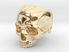 Skull Ring _ R01 in 14k Gold Plated Brass: 5 / 49