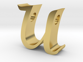 Letter U pendant in Polished Brass
