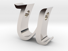 Letter U pendant in Rhodium Plated Brass