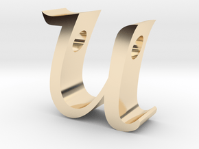 Letter U pendant in 14K Yellow Gold