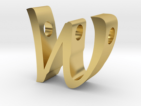 Letter W pendant in Polished Brass