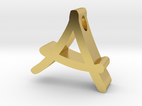 Letter A Pendant 2 in Polished Brass