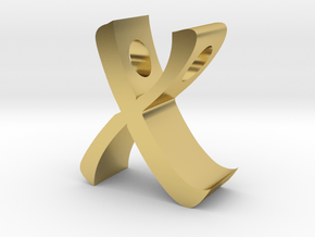 Letter X Pendant in Polished Brass