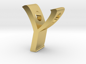 Letter Y Pendant in Polished Brass